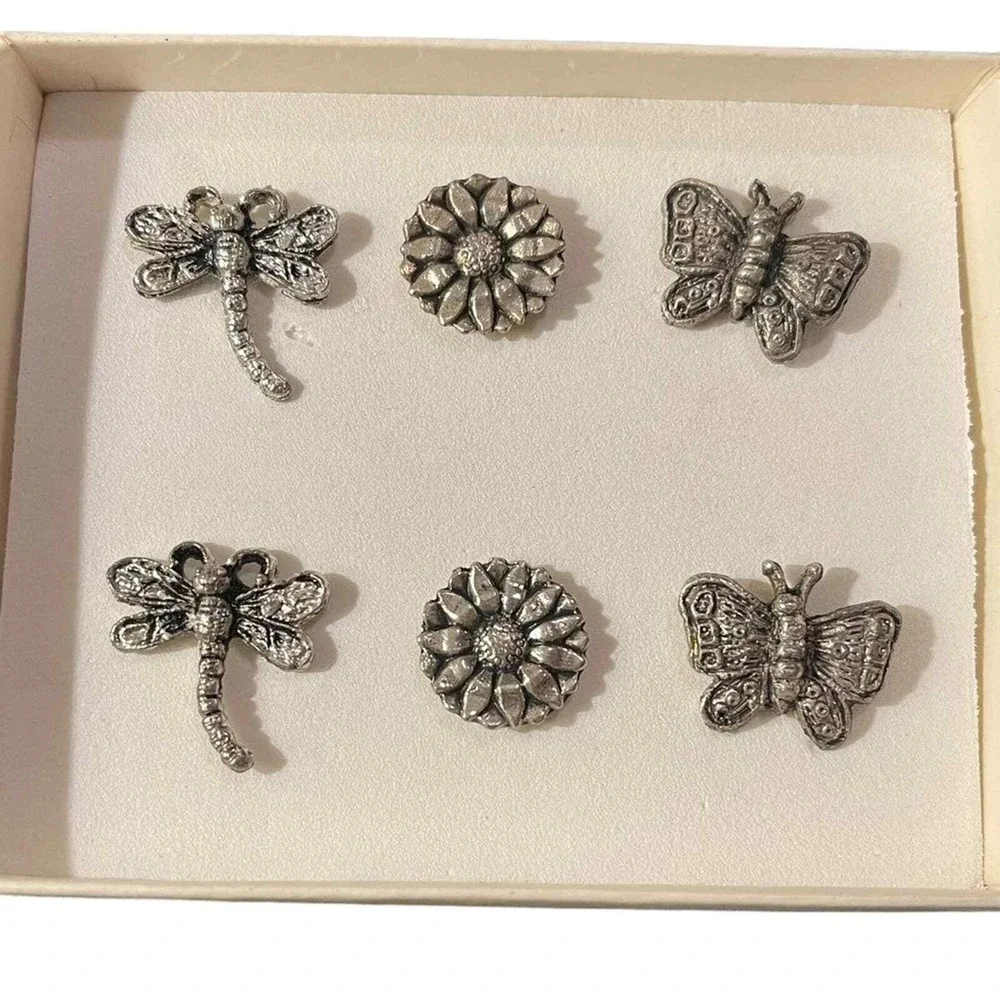NIB Pier 1 Imports Candle Jewelry Silver Tone Butterfly Dragonfly & Flowers 6pc.